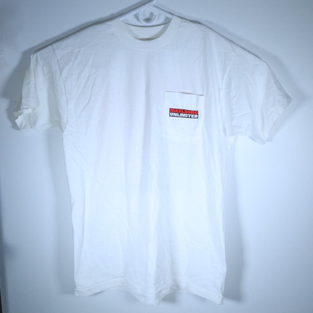 VTG Marlboro Shirt Pocket Tee XL Graphic Map RR Crossing Promo 90s USA 1995 NOS
